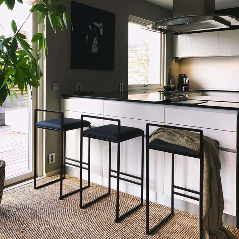 Industrial Square Upholstered Counter Stool Armless Bar Chair with Metal Footrest