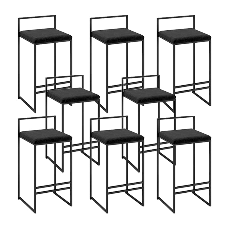 Industrial Square Upholstered Counter Stool Armless Bar Chair with Metal Footrest