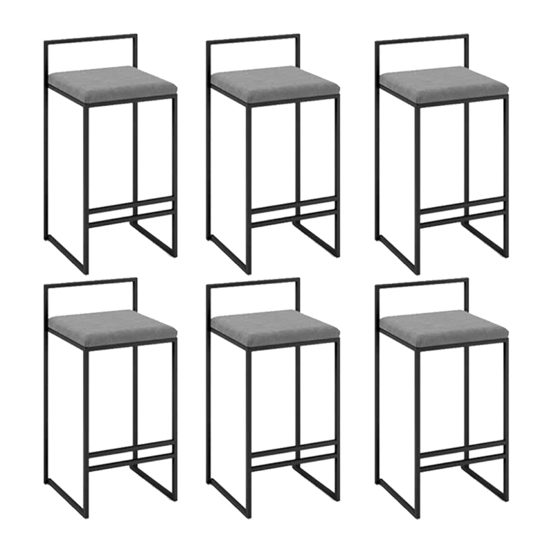 Industrial Square Upholstered Counter Stool Armless Bar Chair with Metal Footrest