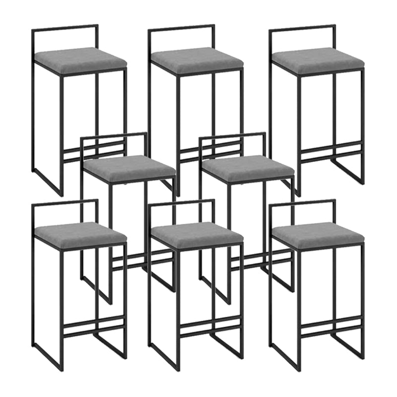 Industrial Square Upholstered Counter Stool Armless Bar Chair with Metal Footrest