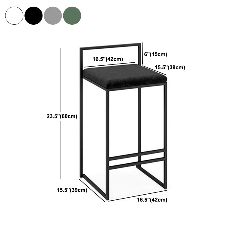 Industrial Square Upholstered Counter Stool Armless Bar Chair with Metal Footrest