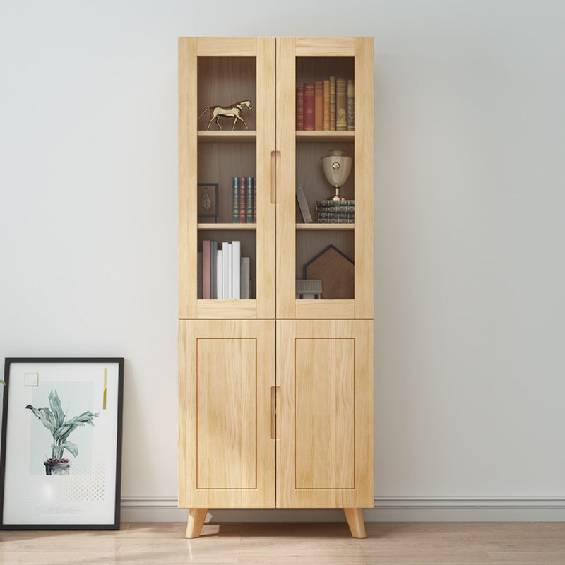Solid Wood Tall Storage Cabinet Glass Door Display Cabinet for Living Room