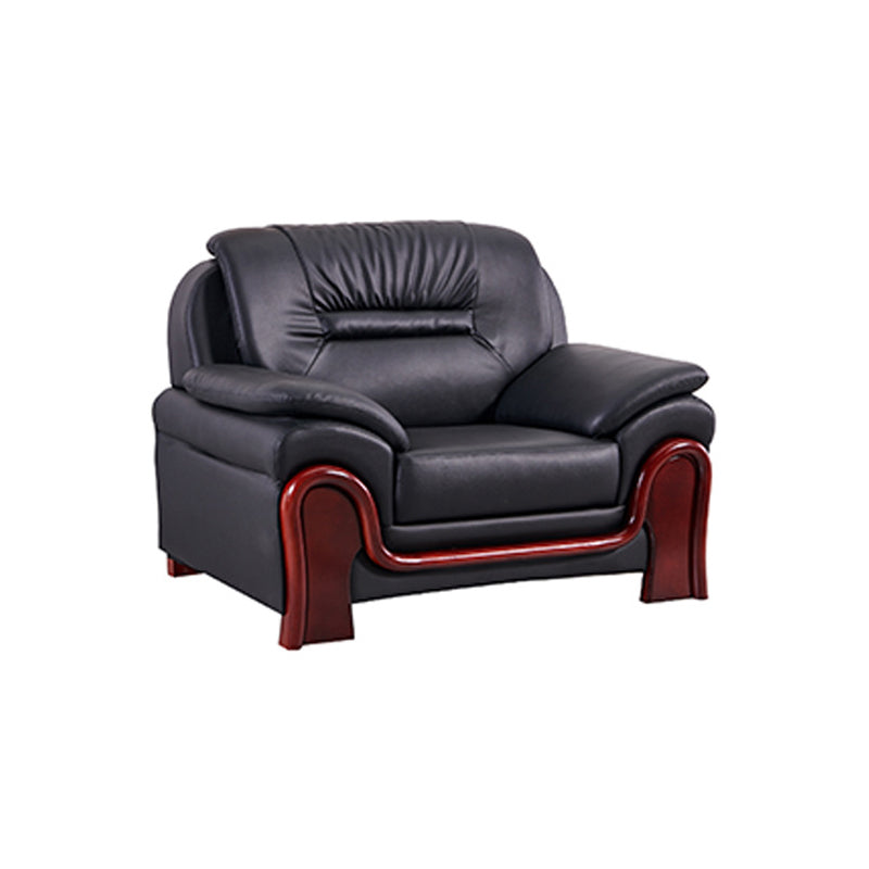 Modern Leather Sofa 34.65" Wide Pillow Top Arm in Black for Living Room
