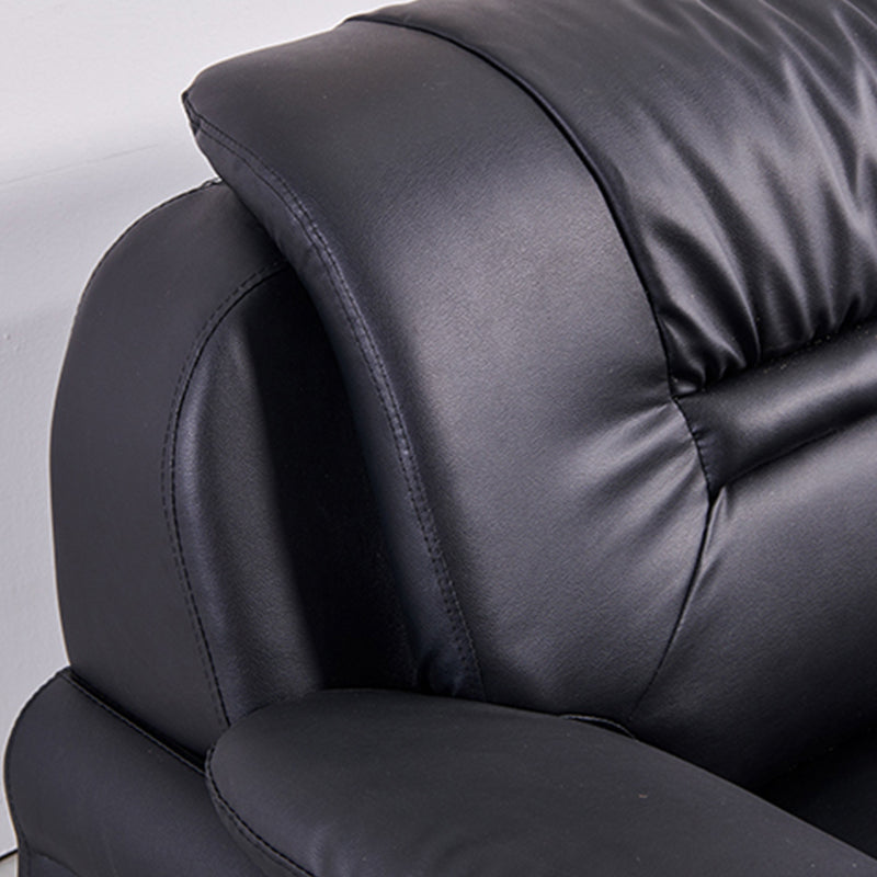 Modern Leather Sofa 34.65" Wide Pillow Top Arm in Black for Living Room