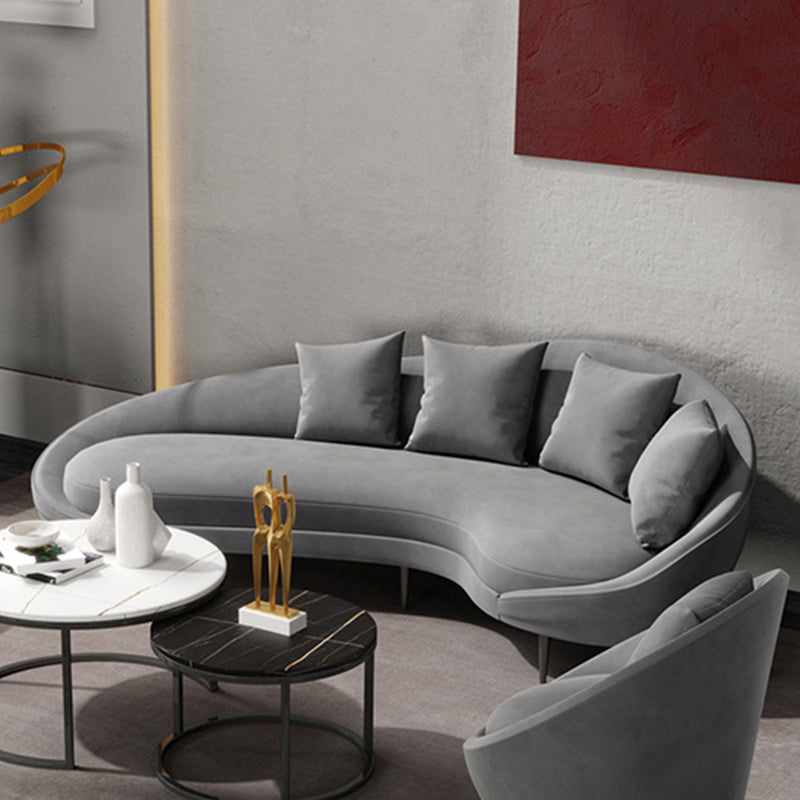 Sloped Arm Sofa Velvet Curved Sofa for Living Room, Apartment