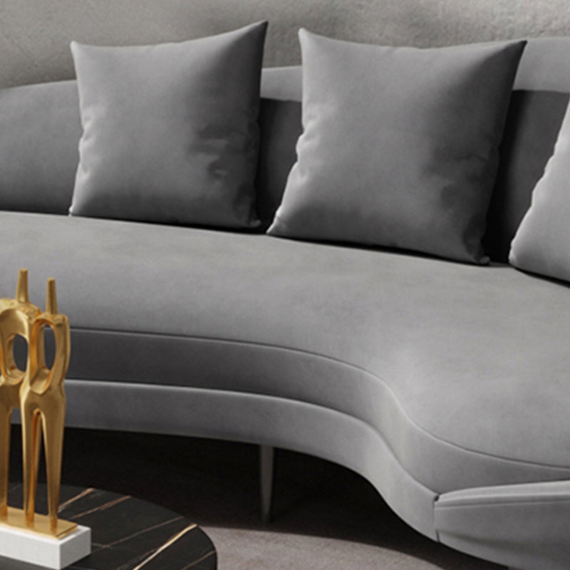 Sloped Arm Sofa Velvet Curved Sofa for Living Room, Apartment