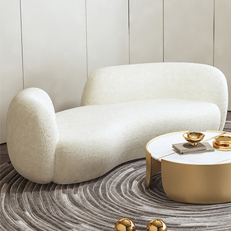 Recessed Arm Sofa in White Modern Style Sofa 28.32 Inches High