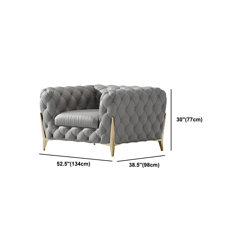 Contemporary Tufted Sofa 30.31" High Faux Leather Tuxedo Arm Sofa