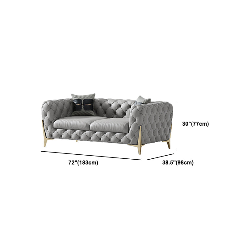 Contemporary Tufted Sofa 30.31" High Faux Leather Tuxedo Arm Sofa