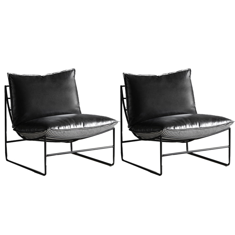 Contemporary Faux Leather Armless with Pillow Pillow Back Parsons Chair