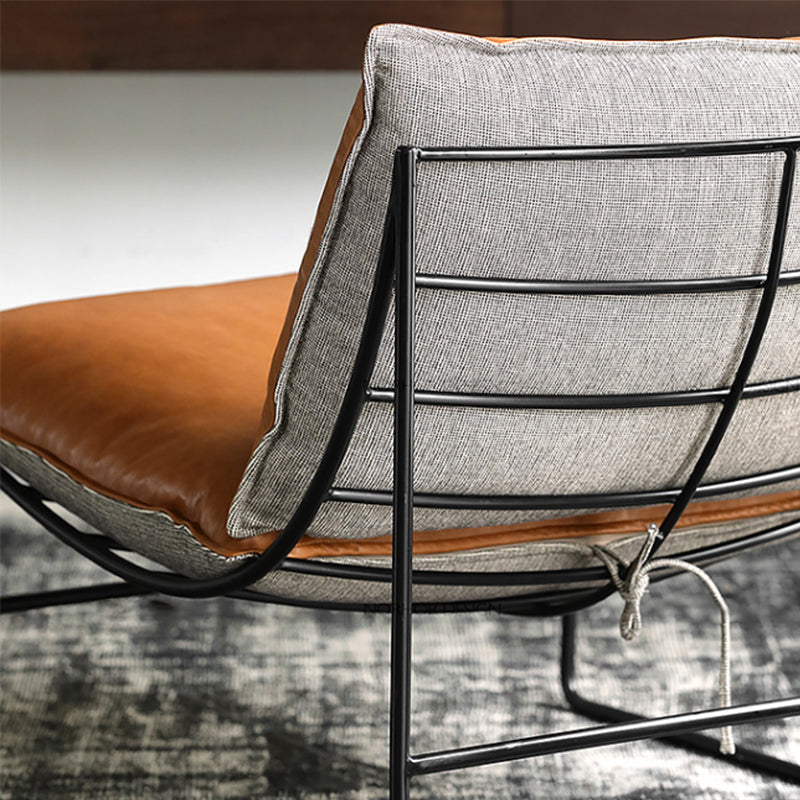 Contemporary Faux Leather Armless with Pillow Pillow Back Parsons Chair