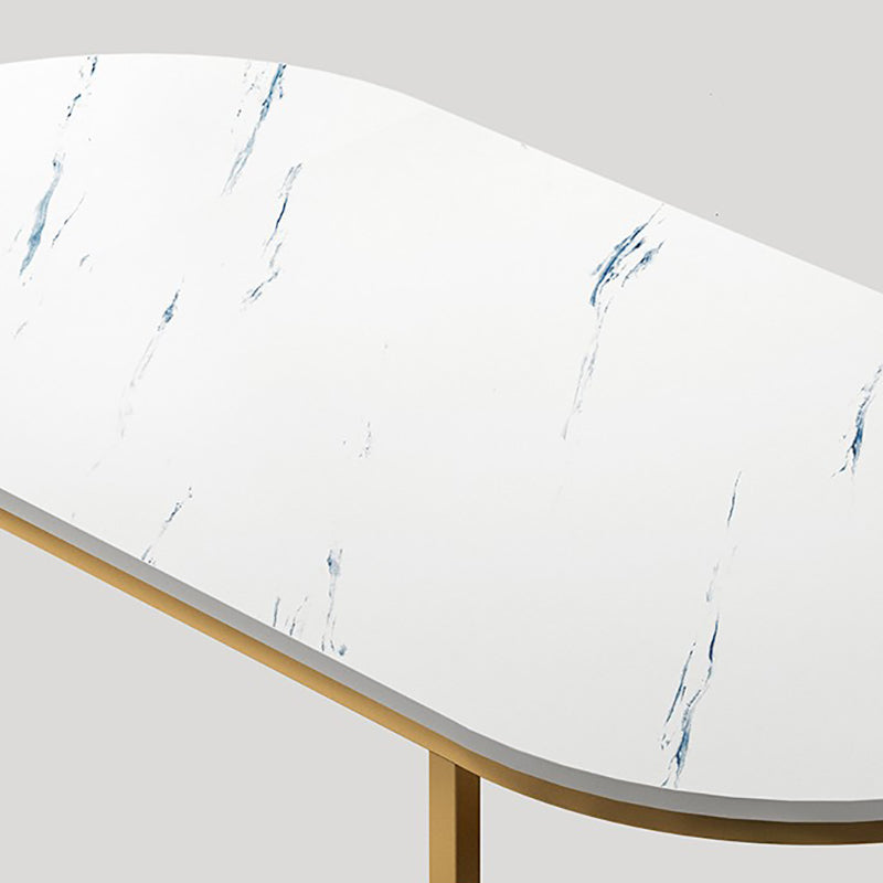 Glam Style Oval Marble Coffee Table with Iron Base Coffee Cocktail Table