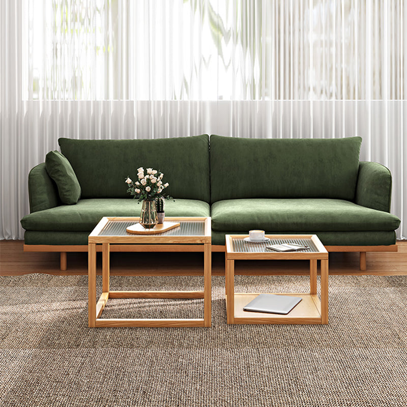 Modern Frame Coffee Table Square Glass Top Coffee Cocktail Table for Living Room