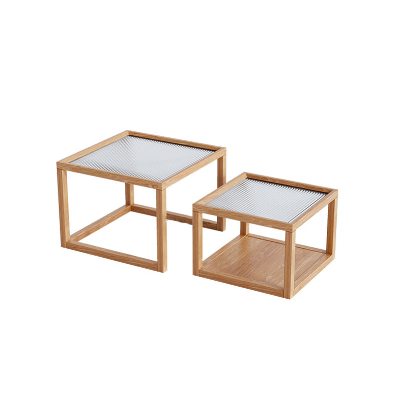 Modern Frame Coffee Table Square Glass Top Coffee Cocktail Table for Living Room