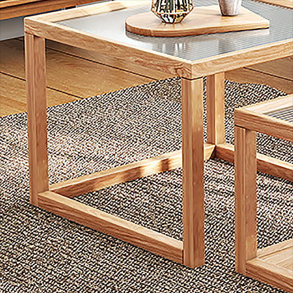 Modern Frame Coffee Table Square Glass Top Coffee Cocktail Table for Living Room