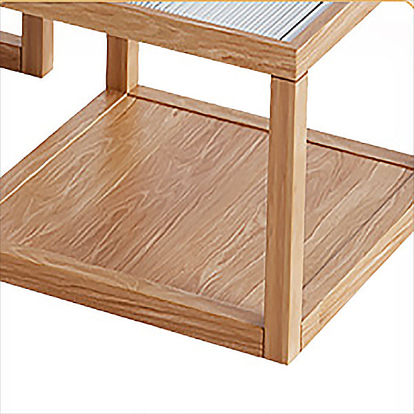 Modern Frame Coffee Table Square Glass Top Coffee Cocktail Table for Living Room