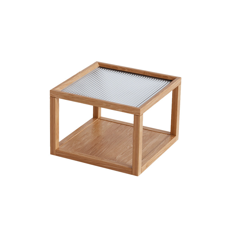 Modern Frame Coffee Table Square Glass Top Coffee Cocktail Table for Living Room