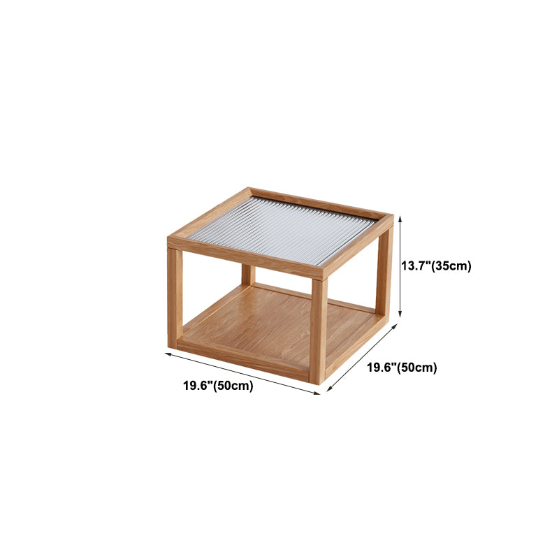 Modern Frame Coffee Table Square Glass Top Coffee Cocktail Table for Living Room