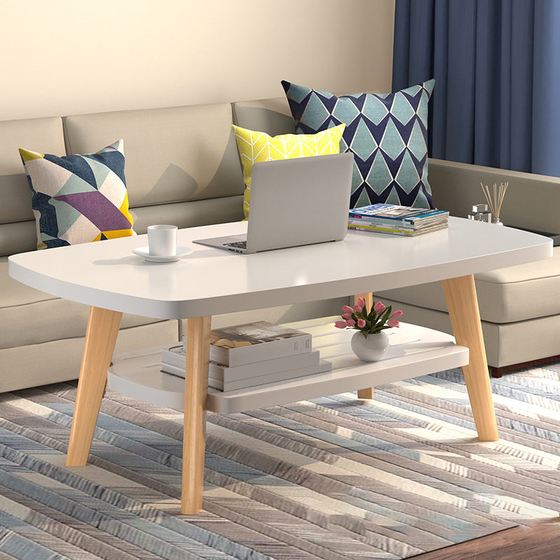 17.72" Tall Scandinavian Style Coffee Cocktail Table Wooden Coffee Table