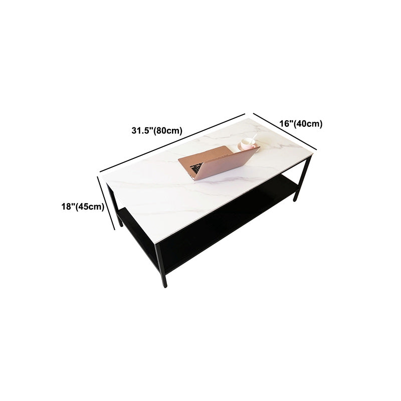 Glam Frame Coffee Table Slate Rectangular Cocktail Table for Home
