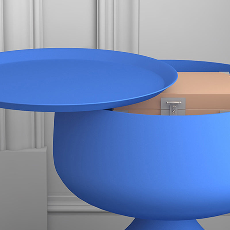 Tray Top Pedestal Side Table Round Sofa Corner Table with Storage