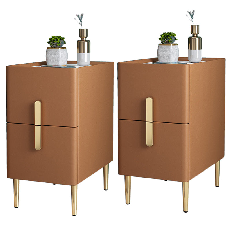 21.65" Tall Glam Bedside Cabinet Solid Wood Night Table with Drawers