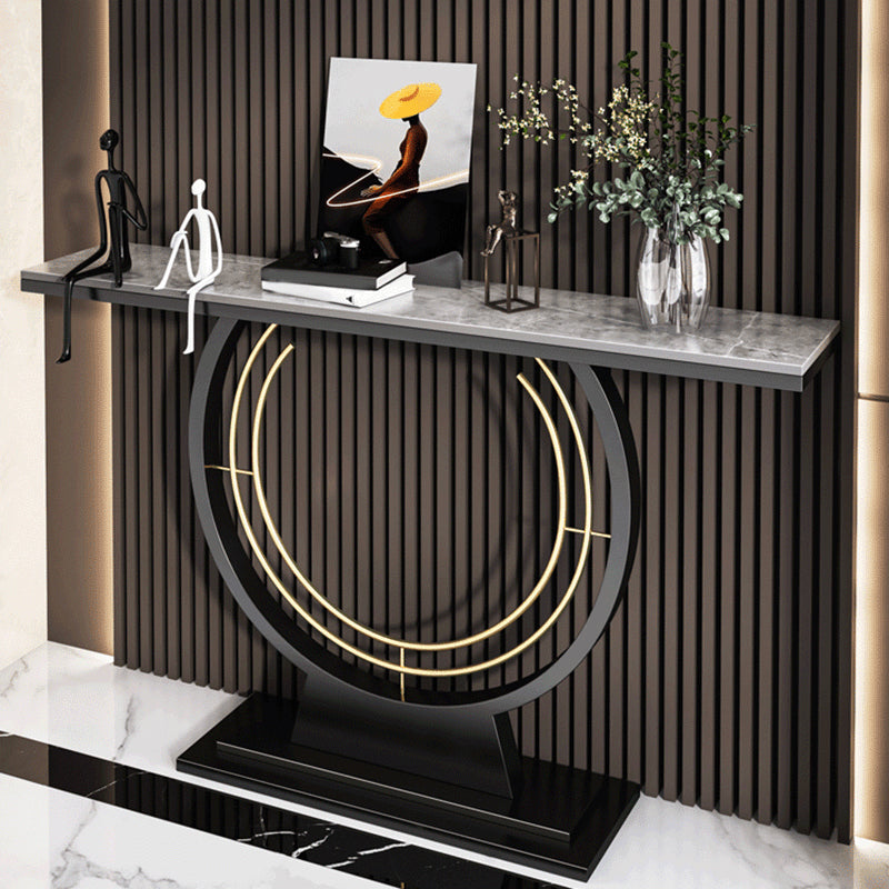 11"W Contemporary Console Table Stone Rectangle Console Sofa Table