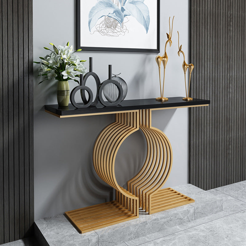 11" Wide Stone Glam Accent Table Rectangle Console Sofa Table