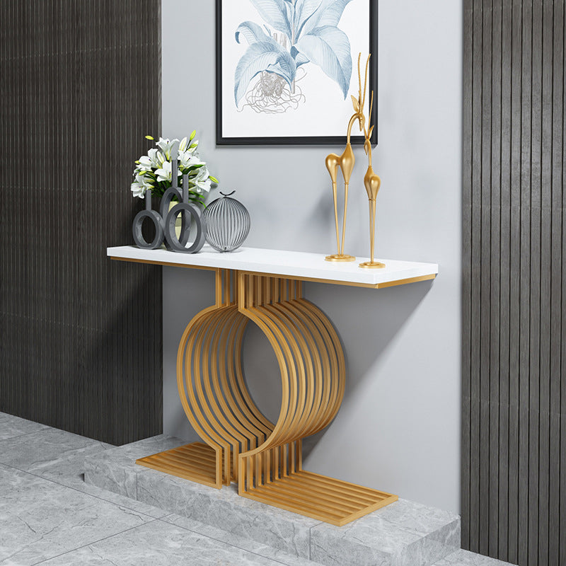 11" Wide Stone Glam Accent Table Rectangle Console Sofa Table