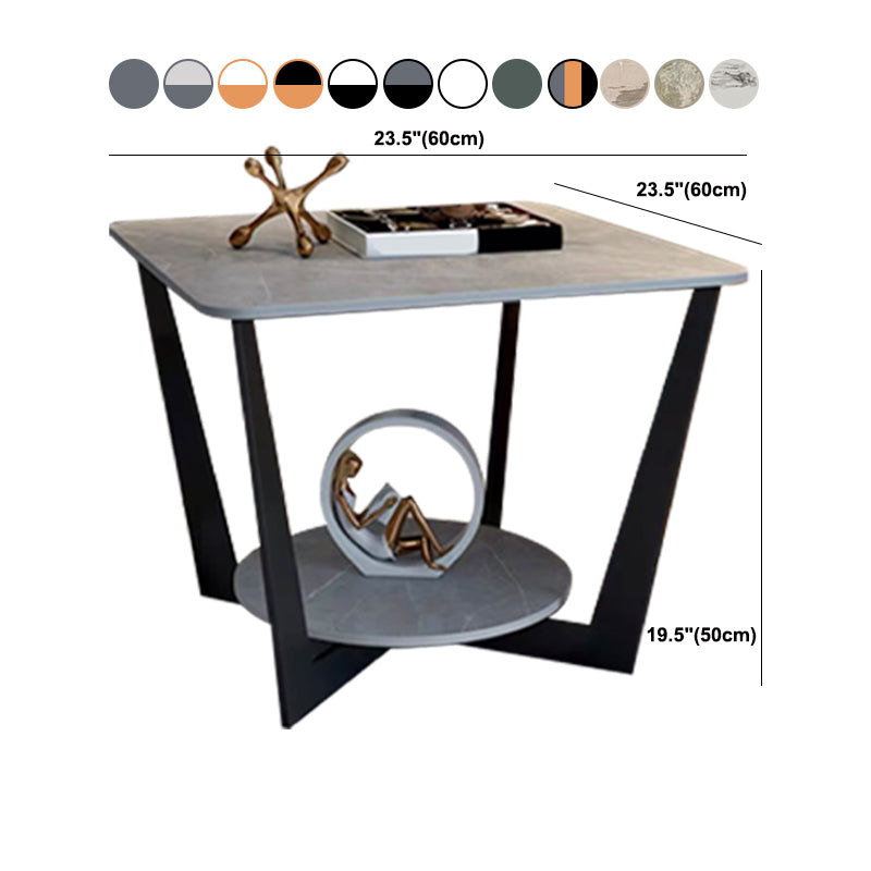 Modern Square Side Table Slate Sofa Corner Table with Storage