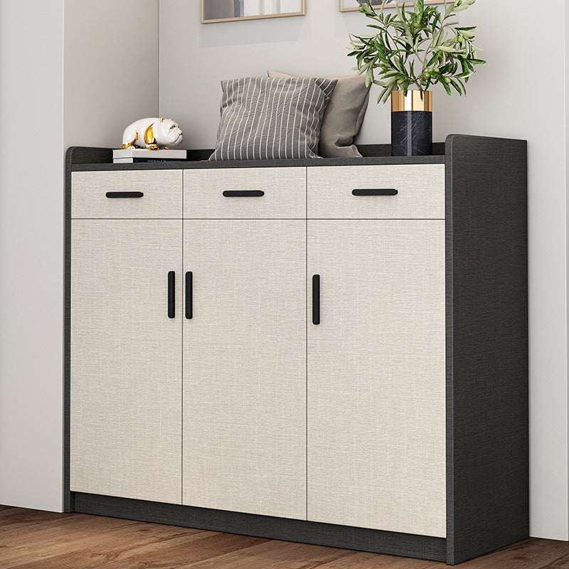 Modern Wood Cabinet Bar Pulls Rectangle Side Cabinet with Drawer