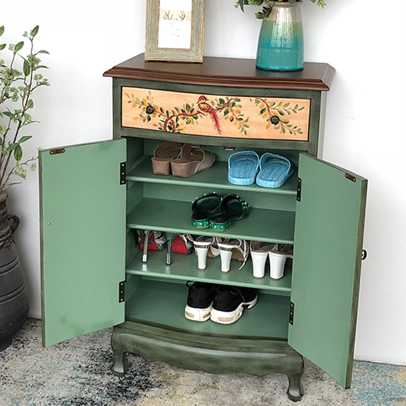 Mid-Century Modern Rectangle Cabinet Wood Side Cabinet with Drawer