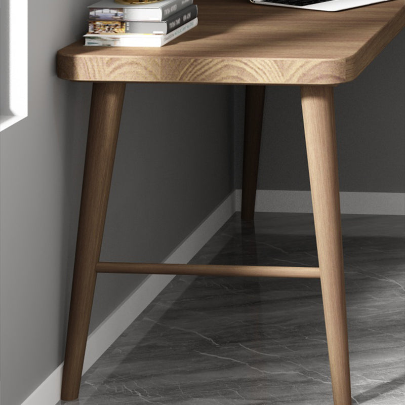 Modern Solid Wood Writing Desk L-Shape Writing Desk in Brown