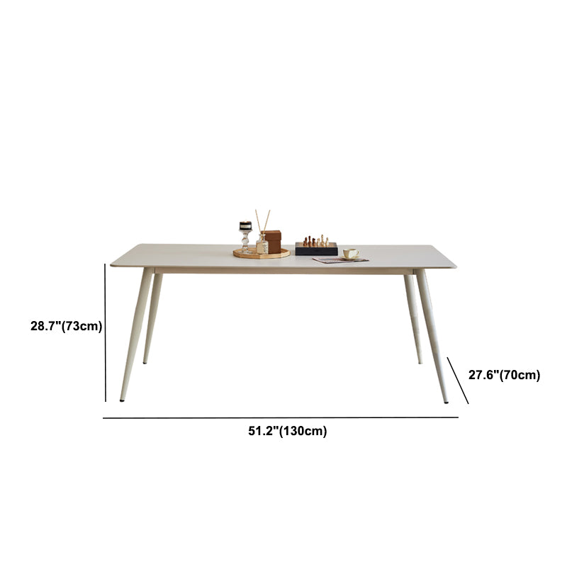 White Modern Stone Writing Desk Parsons Rectangular Office Desk for Home