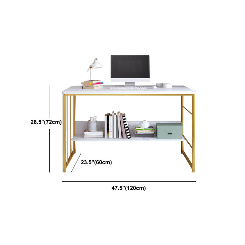 Glam Wooden Writing Desk Rectangular Office Desk With Metal Legs