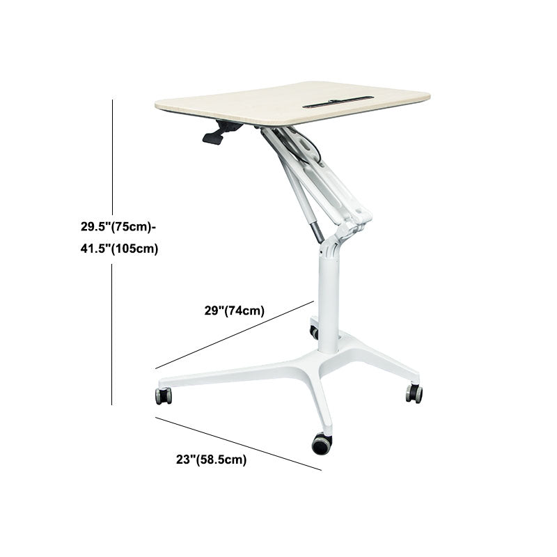 Contemporary Office Desk Rectangular Standing Desk Converter with Caster Wheels