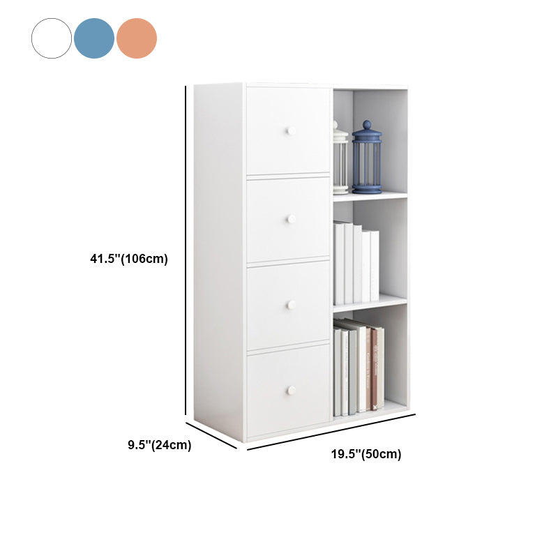 Floor Modern Book Shlef with Doors Closed Back 9.45" W Wooden Shelf for Living Room