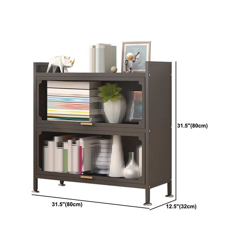 Modern Metal  Bookshelf Standard Closed Back Bookcase with Doors