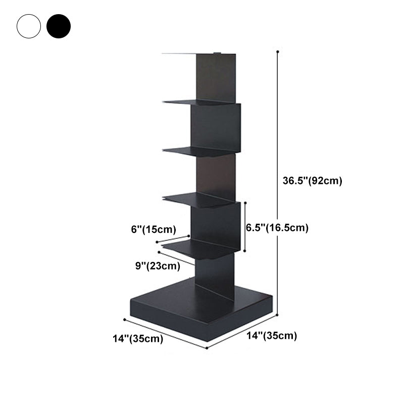 Modern Metal Bookshelf Geometric Vertical Closed Back Bookcase in Burnish