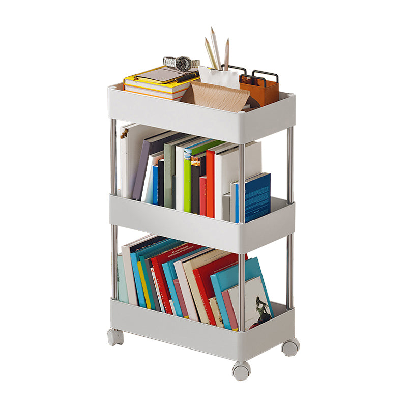 Modern Plastic Bookshelf  White Etagere Vertical Open Shelf Bookcase