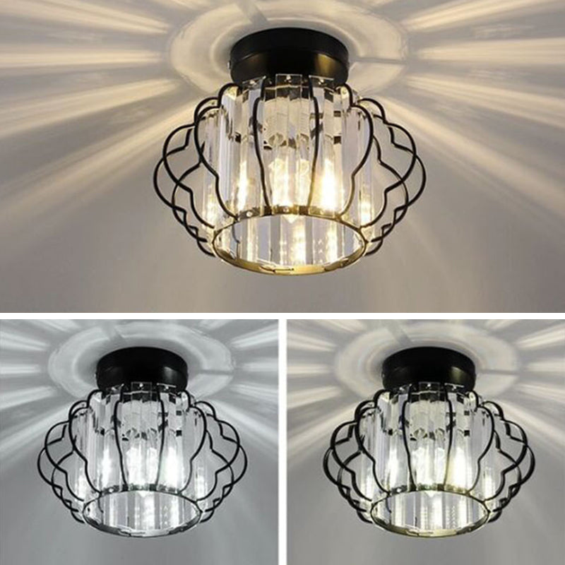 1-Light Ceiling Lamp Modern Crystal Ceiling Mount Light with for Dining Room