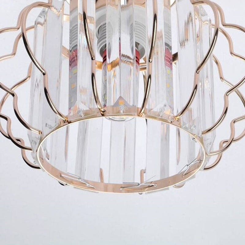 1-Light Ceiling Lamp Modern Crystal Ceiling Mount Light with for Dining Room