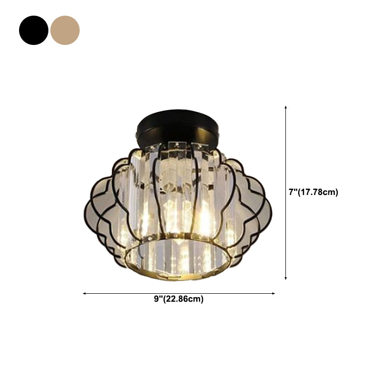 1-Light Ceiling Lamp Modern Crystal Ceiling Mount Light with for Dining Room