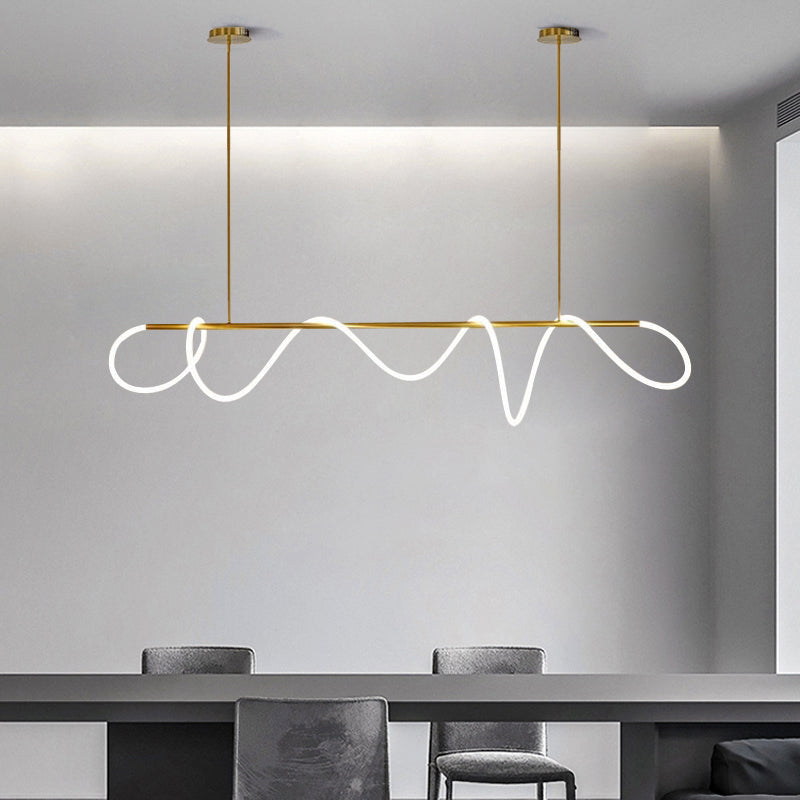 Contemporary Style Linear Hanging Pendant Light Silica Gel 1- Light Pendant Light Fixture