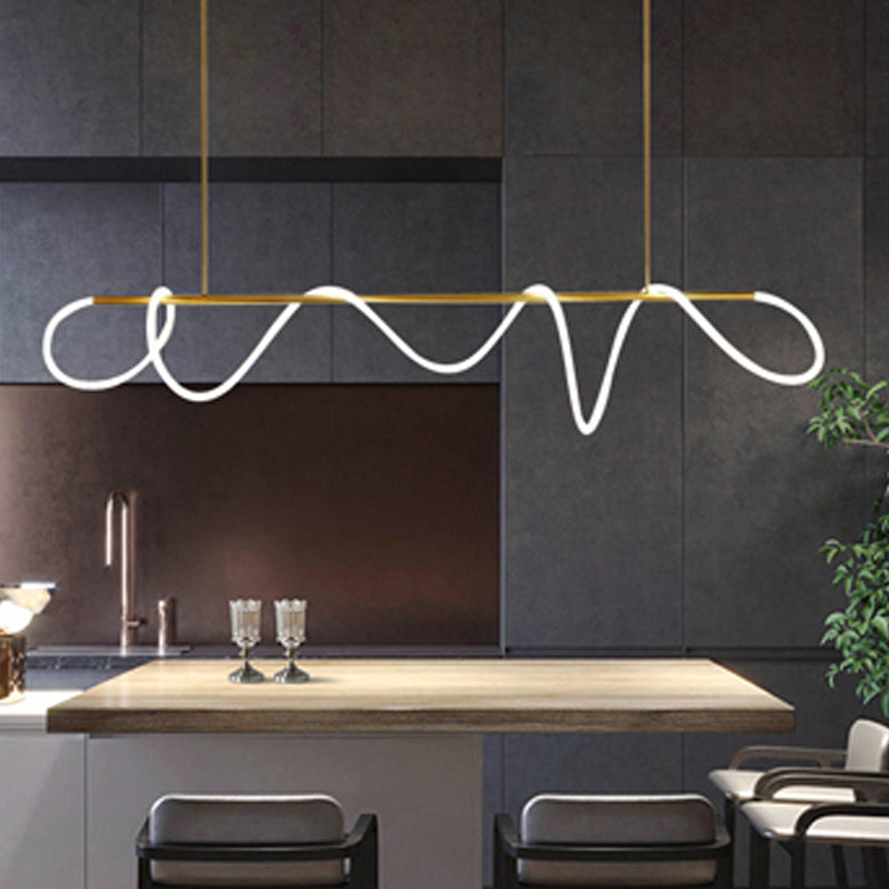 Contemporary Style Linear Hanging Pendant Light Silica Gel 1- Light Pendant Light Fixture