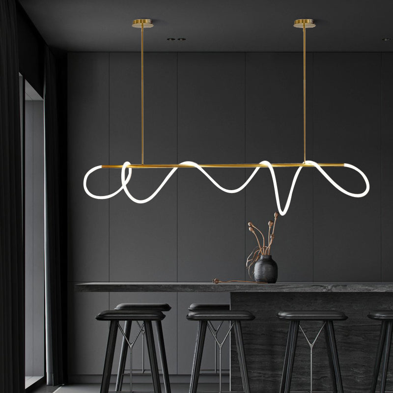 Contemporary Style Linear Hanging Pendant Light Silica Gel 1- Light Pendant Light Fixture