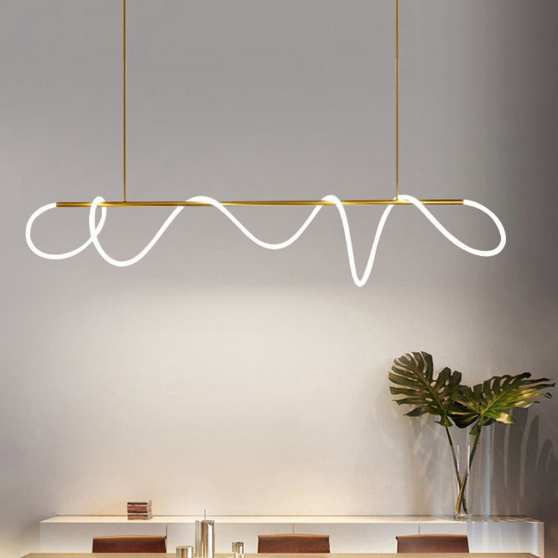 Contemporary Style Linear Hanging Pendant Light Silica Gel 1- Light Pendant Light Fixture