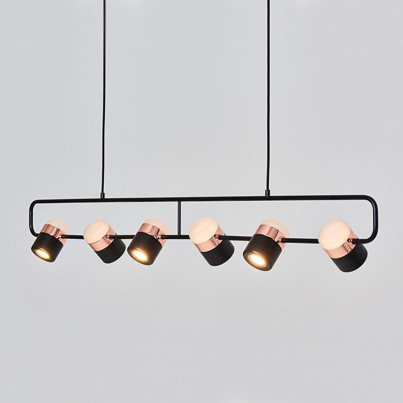 Contemporary Style Cylinder Island Lighting Metal 6 Light Island Pendant Lights