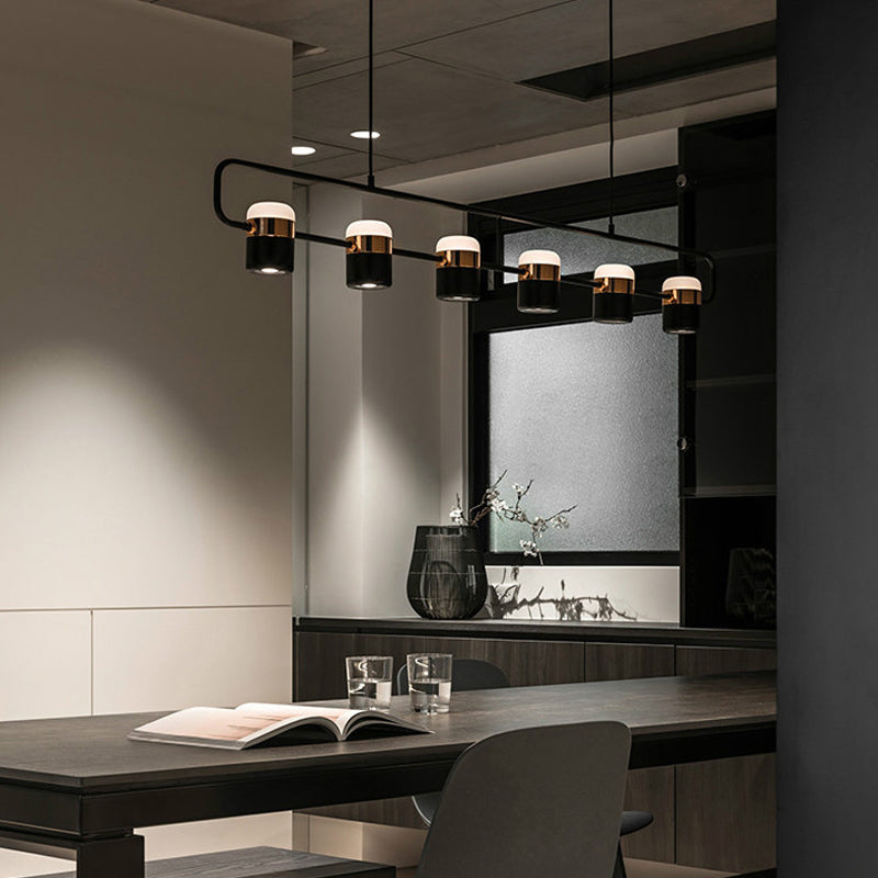 Contemporary Style Cylinder Island Lighting Metal 6 Light Island Pendant Lights