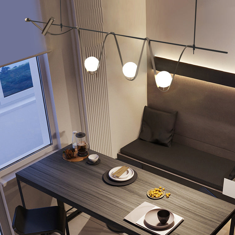 Contemporary Style Spherical Hanging Pendant Lights Glass 4- Light Pendant Light Fixtures